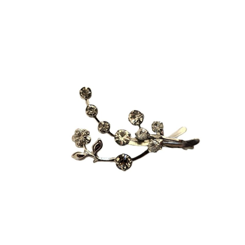 Vintage Clear Rhinestone Silver Tone Brooch